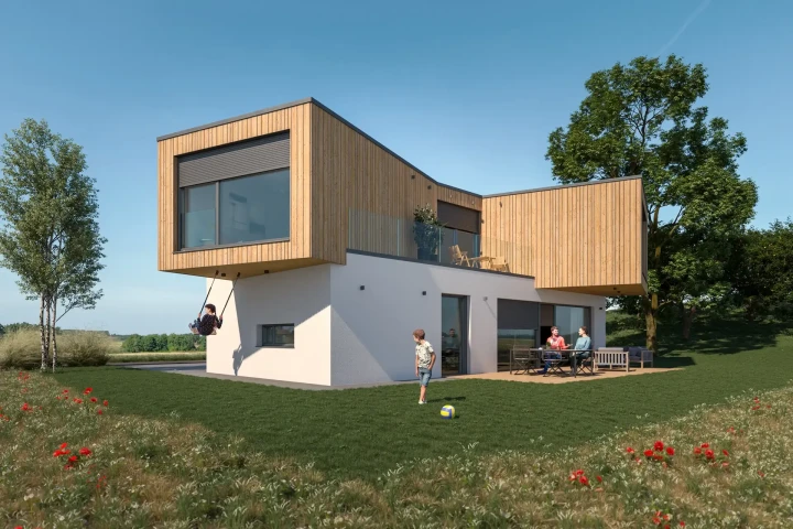 3d vizualizacija moderne druzinske hise