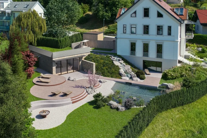 3d vizualizacija zunanja ureditev ribnik vrt